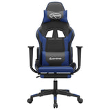 Gaming Chair with Footrest Black and Blue Faux Leather