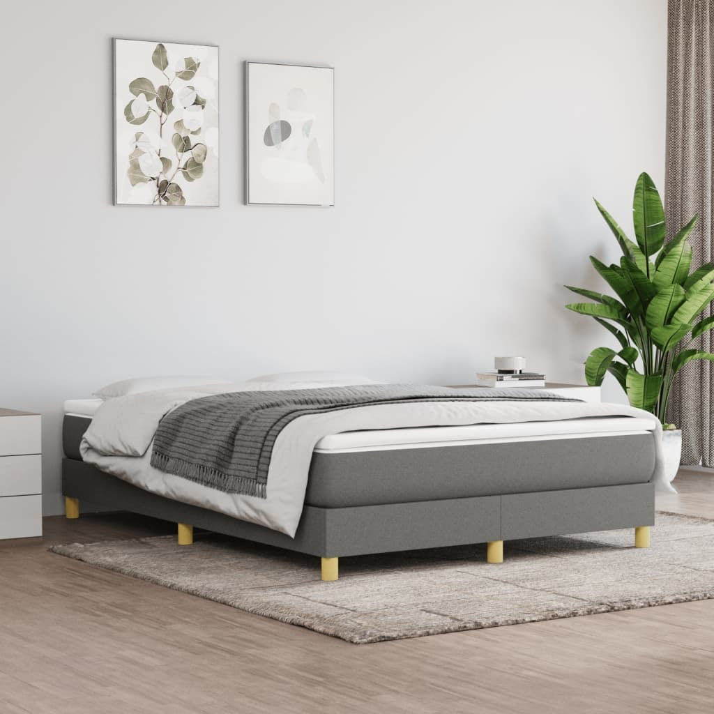 Box Spring Bed with Mattress Dark Gray 53.9"x74.8" Full Fabric