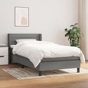 Box Spring Bed with Mattress Dark Gray Twin Fabric