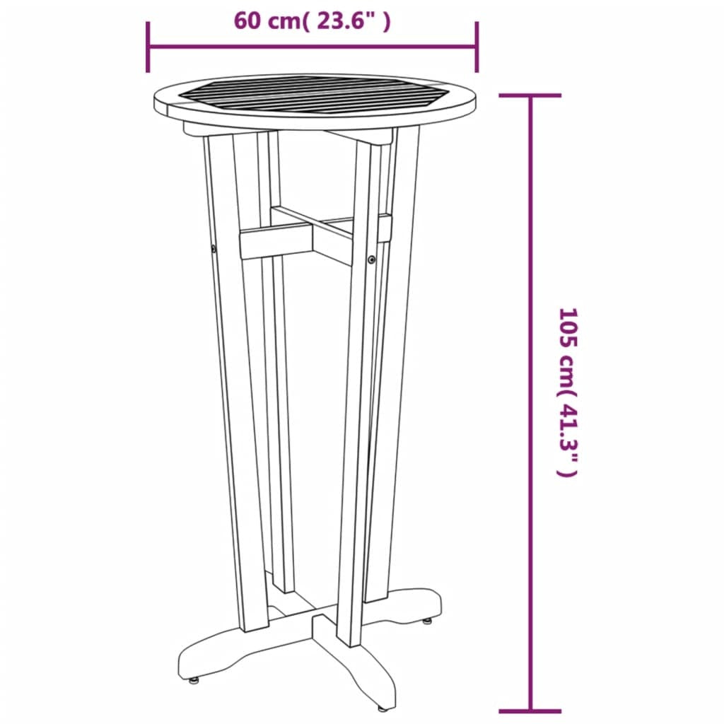 Patio Bar Table Ø23.6"x41.3" Solid Wood Acacia