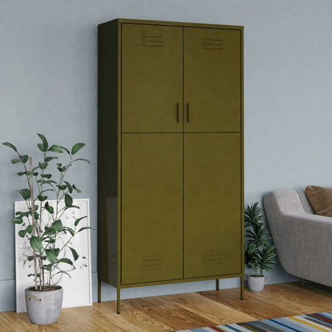 Wardrobe Olive Green 35.4"x19.7"x70.9" Steel