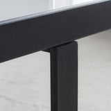 Minimalism rectangle coffee table; Black metal frame with sintered stone tabletop