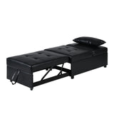 Contemporary Faux Leather Folding Ottoman Sofa Bed  black