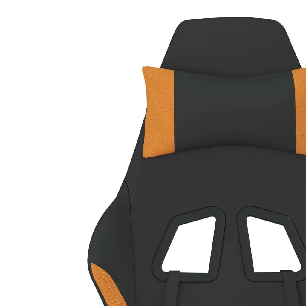 Gaming Chair with Footrest Black and Orange Fabric