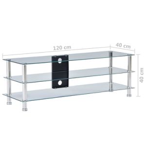 TV Stand Transparent 47.2"x15.7"x15.7" Tempered Glass