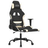 Gaming Chair with Footrest Black and Cream Fabric