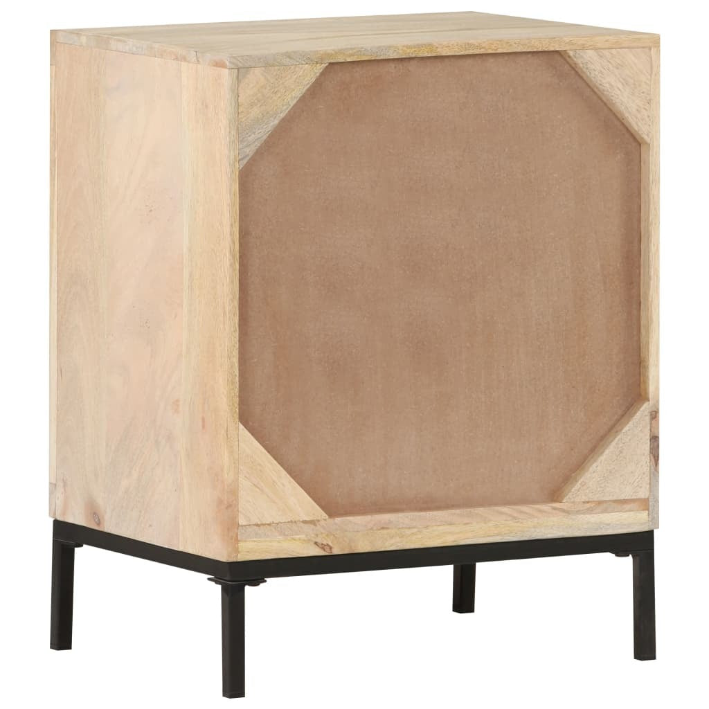 Bedside Cabinet 15.7"x11.8"x19.7" Solid Mango Wood and Natural Cane