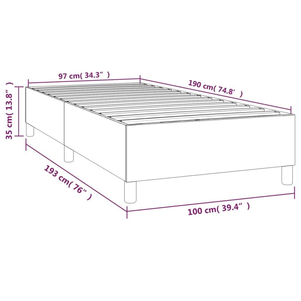 Box Spring Bed Frame Light Gray 39.4"x74.8" Twin Fabric