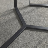 Modern coffee table,Black metal frame with round Sintered stone tabletop