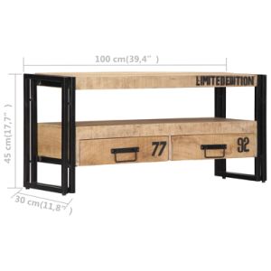TV Cabinet 39.4"x11.8"x17.7" Solid Mango Wood