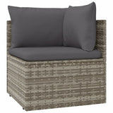 8 Piece Patio Lounge Set with Cushions Gray Poly Rattan