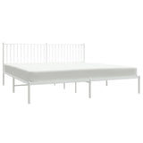 Metal Bed Frame with Headboard White 76"x79.9"