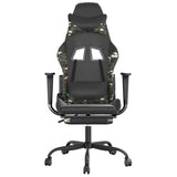 Gaming Chair with Footrest Black and Camouflage Faux Leather