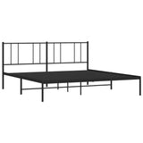 Metal Bed Frame with Headboard Black 76"x79.9"