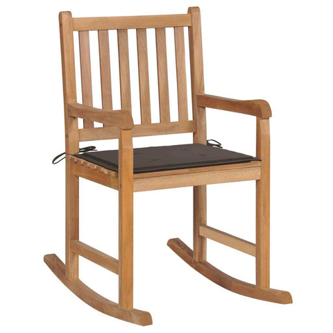 Rocking Chair with Taupe Cushion Solid Teak Wood