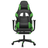 Massage Gaming Chair with Footrest Black&Green Faux Leather