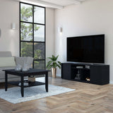 Montreal 2 Piece Living Room Set, Coffee Table + TV Stand, Black