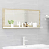 Bathroom Mirror White and Sonoma Oak 35.4"x4.1"x14.6" Engineered Wood