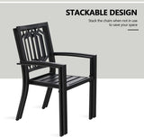 Outdoor Dining Chairs Set of 2 Stacking Patio Metal Arm Chairs for Garden, Yard, Lawn