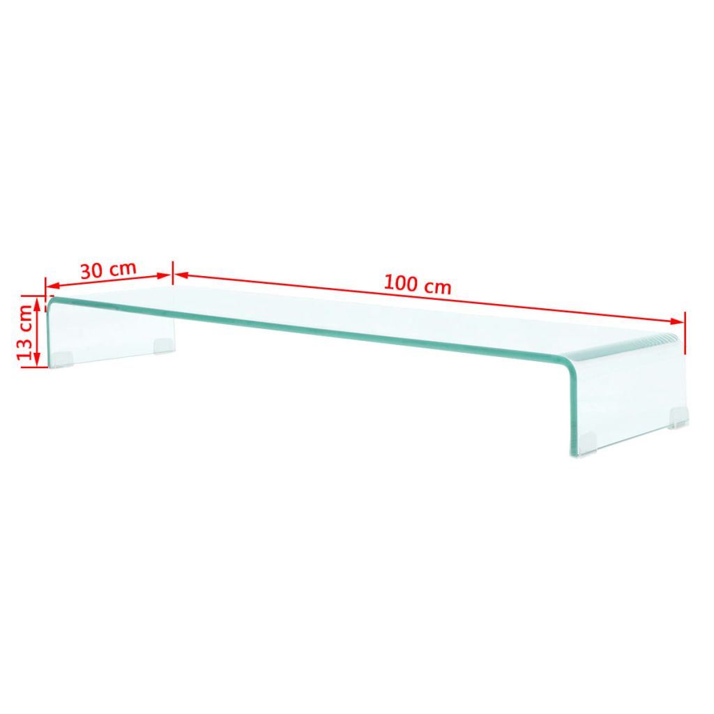 TV Stand / Monitor Riser Glass Clear 39.4"x11.8"x5.1"