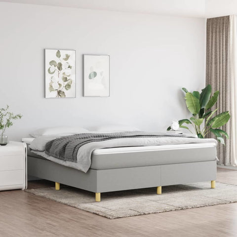 Box Spring Bed with Mattress Light Gray 72"x83.9" California King Fabric