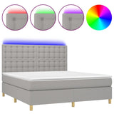 Box Spring Bed with Mattress&LED Light Gray Queen Fabric