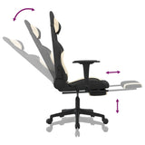 Gaming Chair with Footrest Black and Cream Fabric