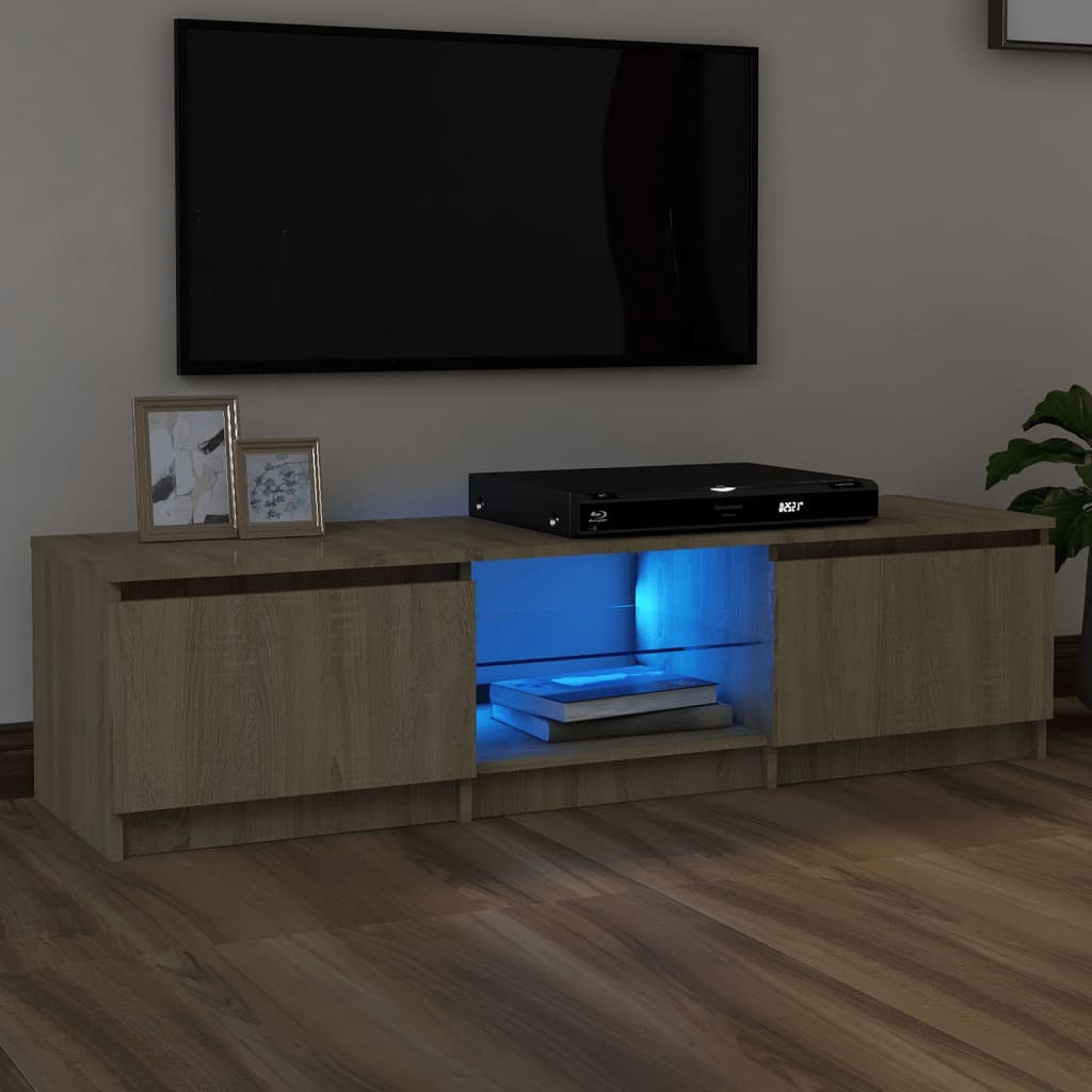 TV Cabinet with LED Lights Sonoma Oak 55.1"x15.7"x14"