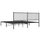 Metal Bed Frame with Headboard Black 72"x83.9"