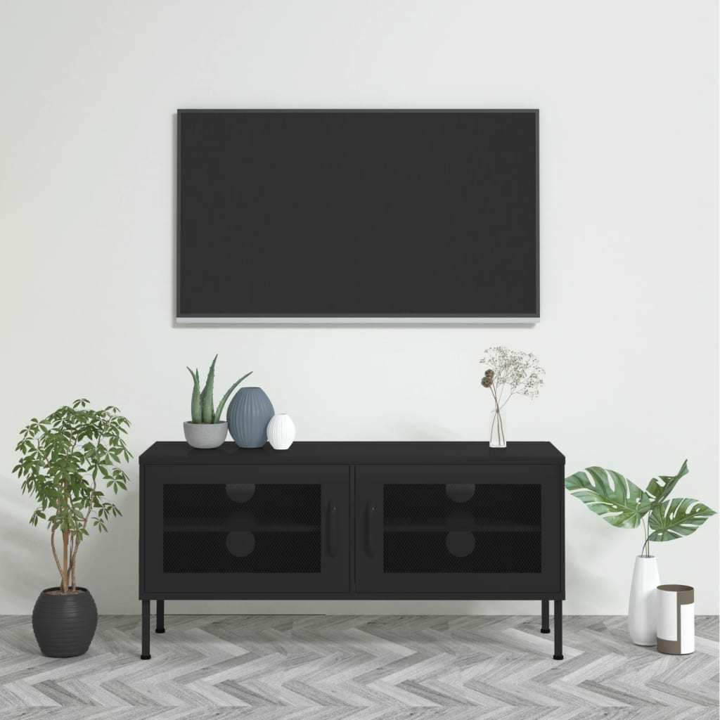TV Cabinet Black 41.3"x13.8"x19.7" Steel