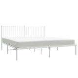 Metal Bed Frame with Headboard White 72"x83.9"