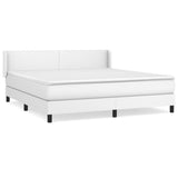 Box Spring Bed with Mattress White California King Faux Leather