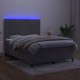 Box Spring Bed with Mattress&LED Light Gray Full Velvet