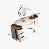 Modern Makeup Vanity Table With LED Lighted Mirror, Dressing with Movable Tray