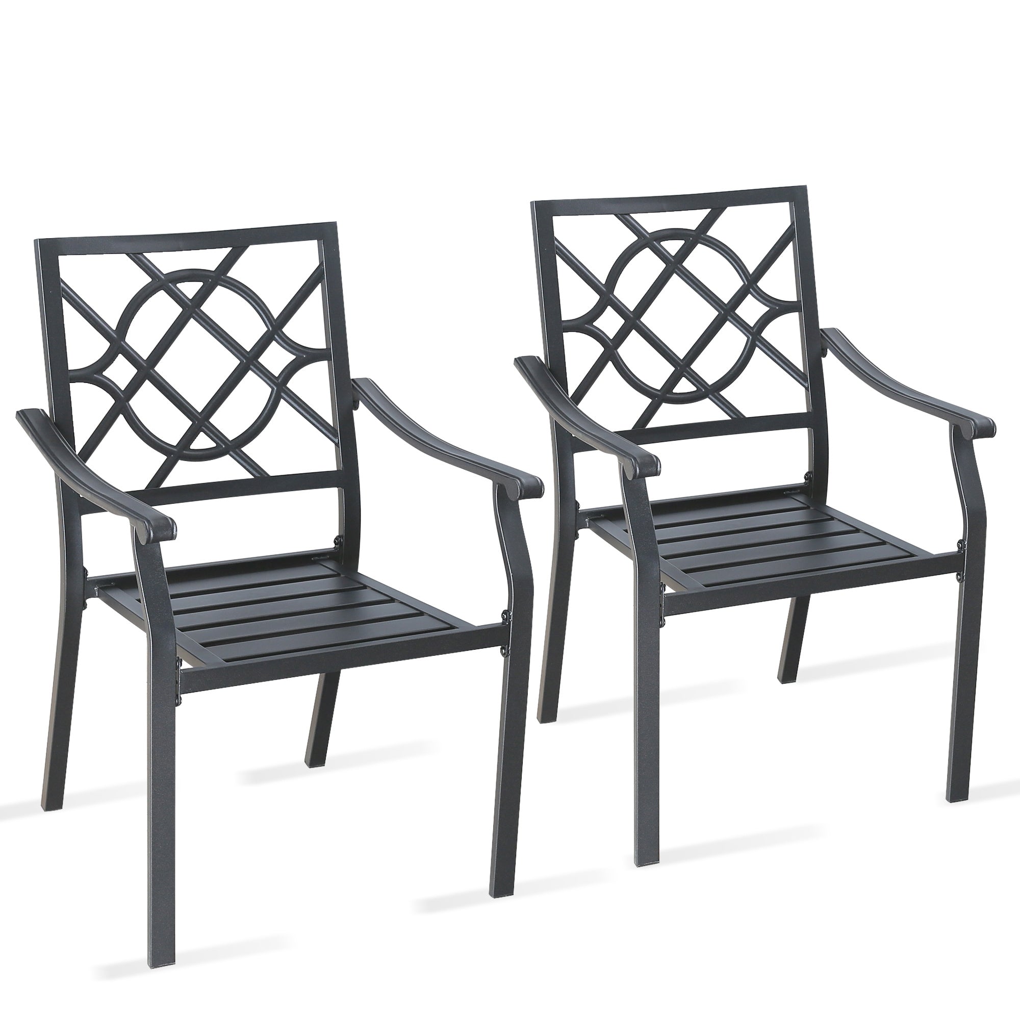 Patio Dining Chairs Outdoor Furniture Chair Set with Steel Frame and Armrest