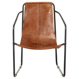 Relaxing Armchair Brown Real Leather