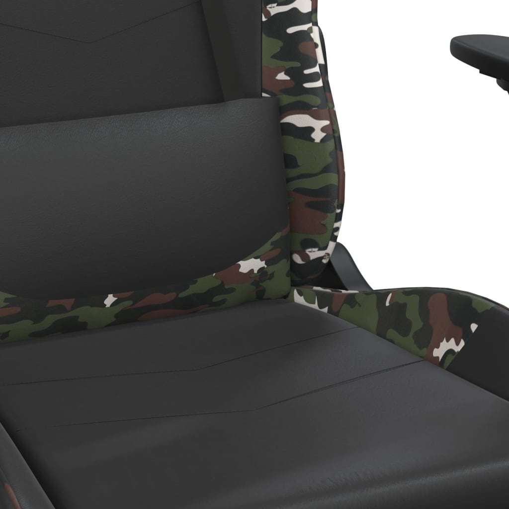 Massage Gaming Chair with Footrest Black&Camouflage Faux Leather