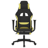 Gaming Chair with Footrest Black and Light Green Fabric