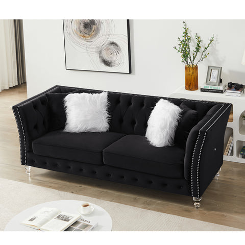 Solid Color Tufted Sofa for Living Room