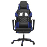 Massage Gaming Chair with Footrest Black&Blue Faux Leather