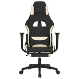 Gaming Chair with Footrest Black and Cream Fabric