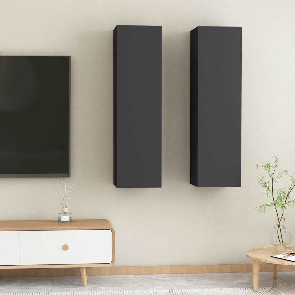TV Cabinets 2 pcs Gray 12"x11.8"x43.3" Engineered Wood
