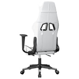 Gaming Chair with Footrest White and Black Faux Leather