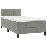 Box Spring Bed with Mattress&LED Light Gray Twin XL Velvet