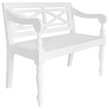 Batavia Bench 38.6" Solid Mahogany Wood White