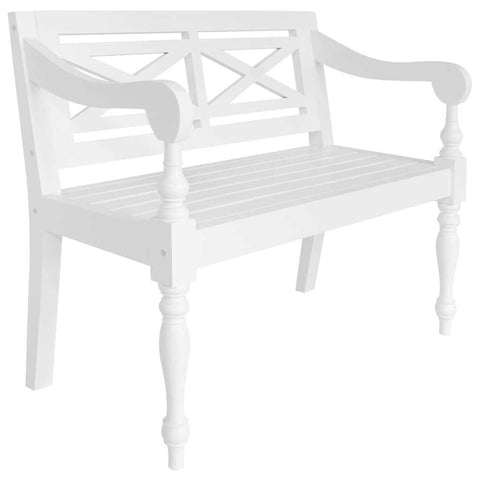 Batavia Bench 38.6" Solid Mahogany Wood White