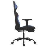 Gaming Chair with Footrest Black and Blue Fabric