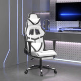 Gaming Chair with Footrest White and Black Faux Leather