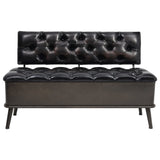 Storage Bench with Backrest 43.3" Black Faux Leather