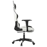 Gaming Chair with Footrest White and Black Faux Leather